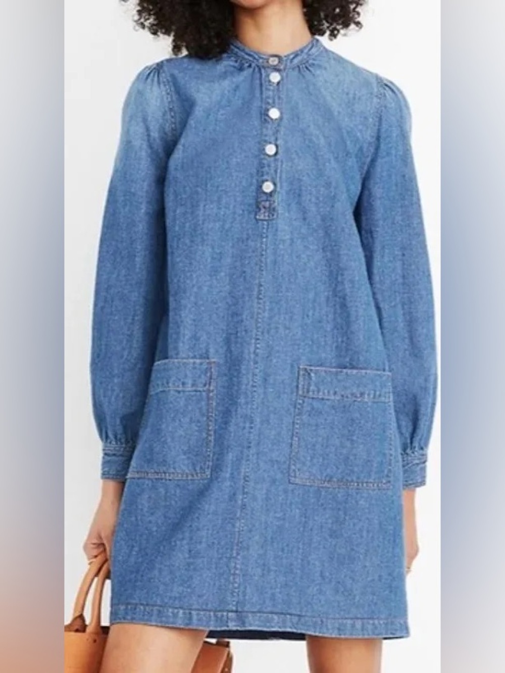 Madewell Denim Patch-Pocket Popover Shirtdress,medium